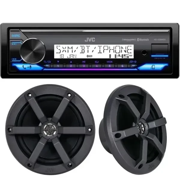 JVC KD-PKX38MBS Marine Multimedia Receiver and Speaker Package