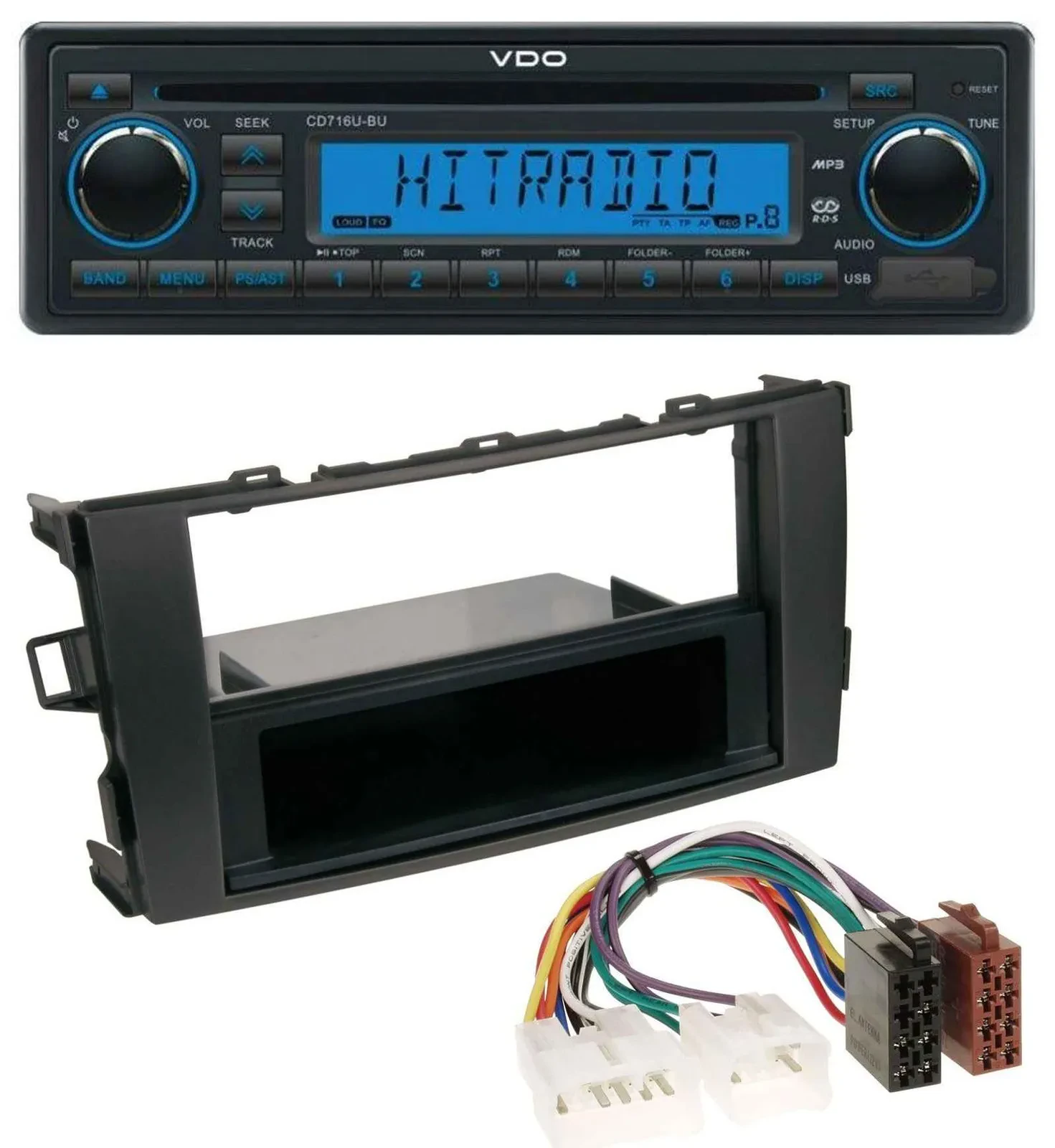 VDO AUX MP3 1DIN CD USB Autoradio für Toyota Auris (ab 2007)