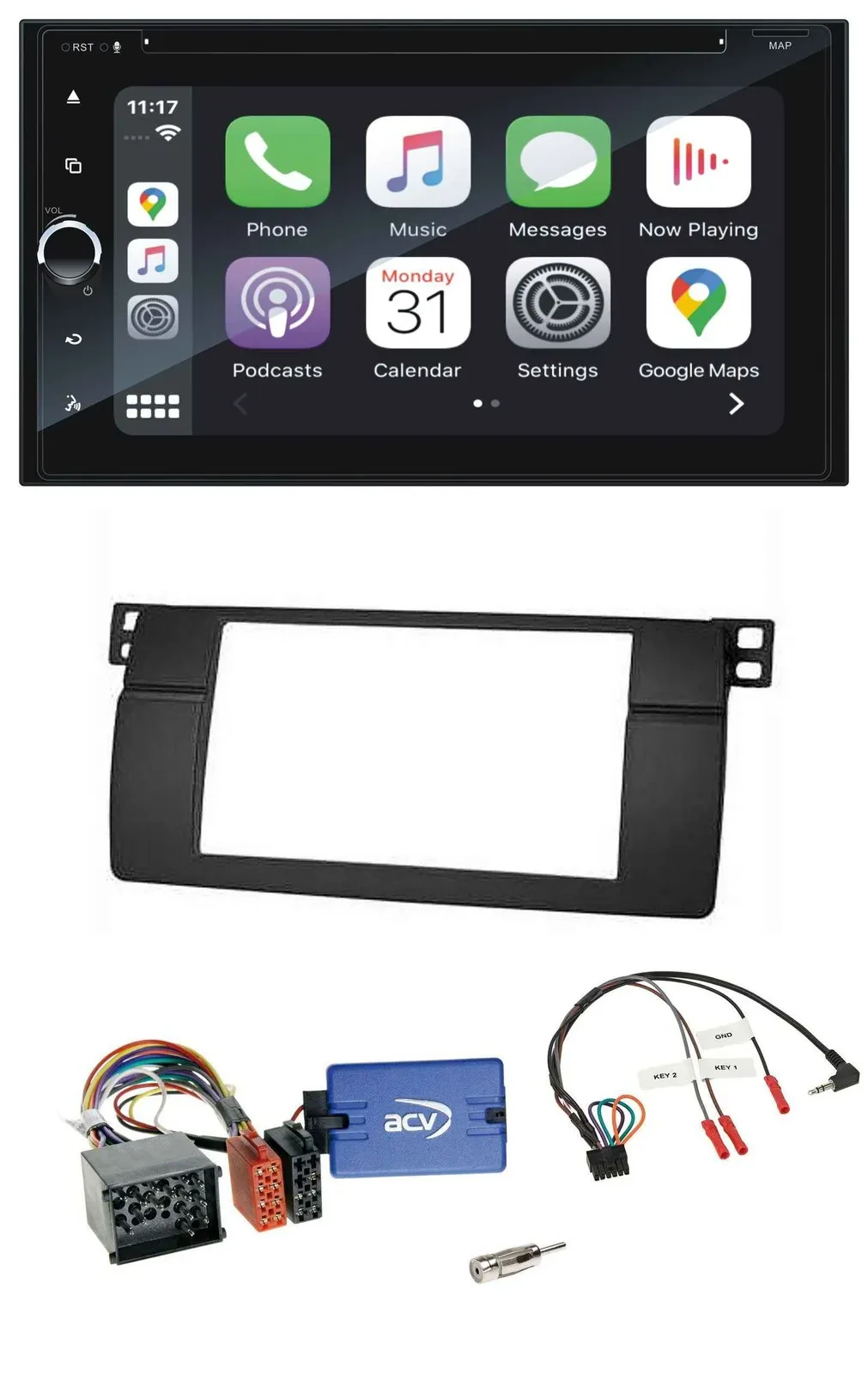 Blaupunkt DAB Lenkrad TMC Bluetooth USB 2DIN Navigation für BMW 3er E46 00-06 Pr