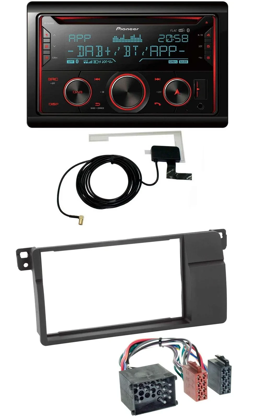 Pioneer 2DIN MP3 DAB USB CD Bluetooth Autoradio für BMW 3er E46 Rundpin großem N