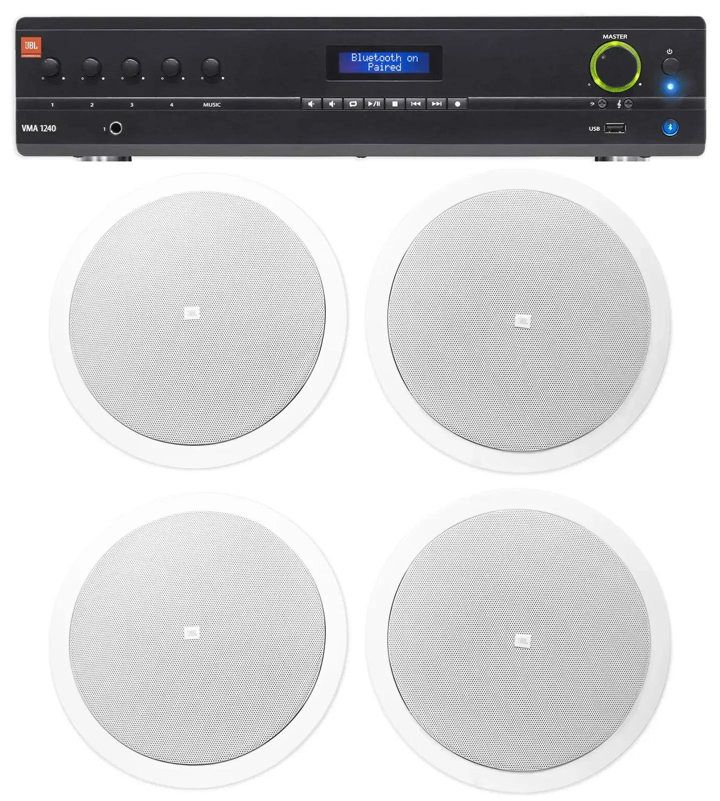 Потолочная акустика JBL Control 26CT White с усилителем (4 штуки)