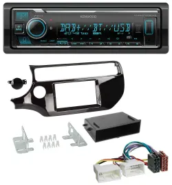 Kenwood Bluetooth MP3 DAB USB Autoradio für Kia Rio UB ab 2015 piano-schwarz