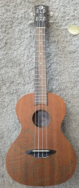 Luna UKE TTN MAH EL Acoustic Electric Tenor Tattoo Mahogany Ukulele with Gig Bag