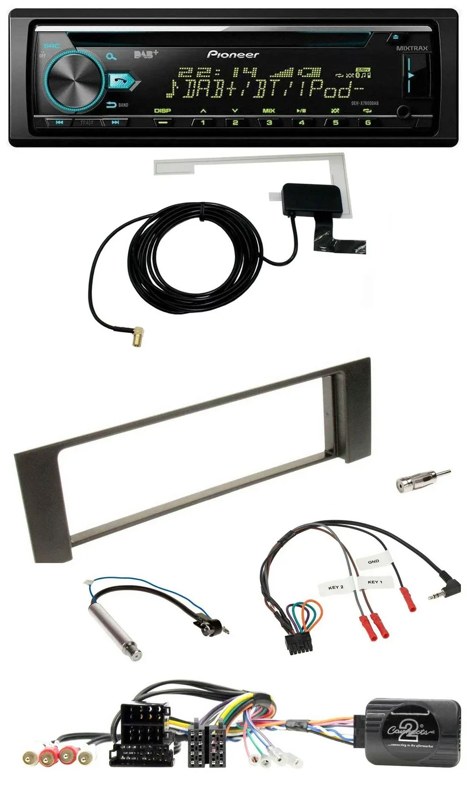 Автомагнитола Pioneer для Audi A4 (2000–2009) CD/USB/DAB, поддержка кнопок на руле, ISO Fakra