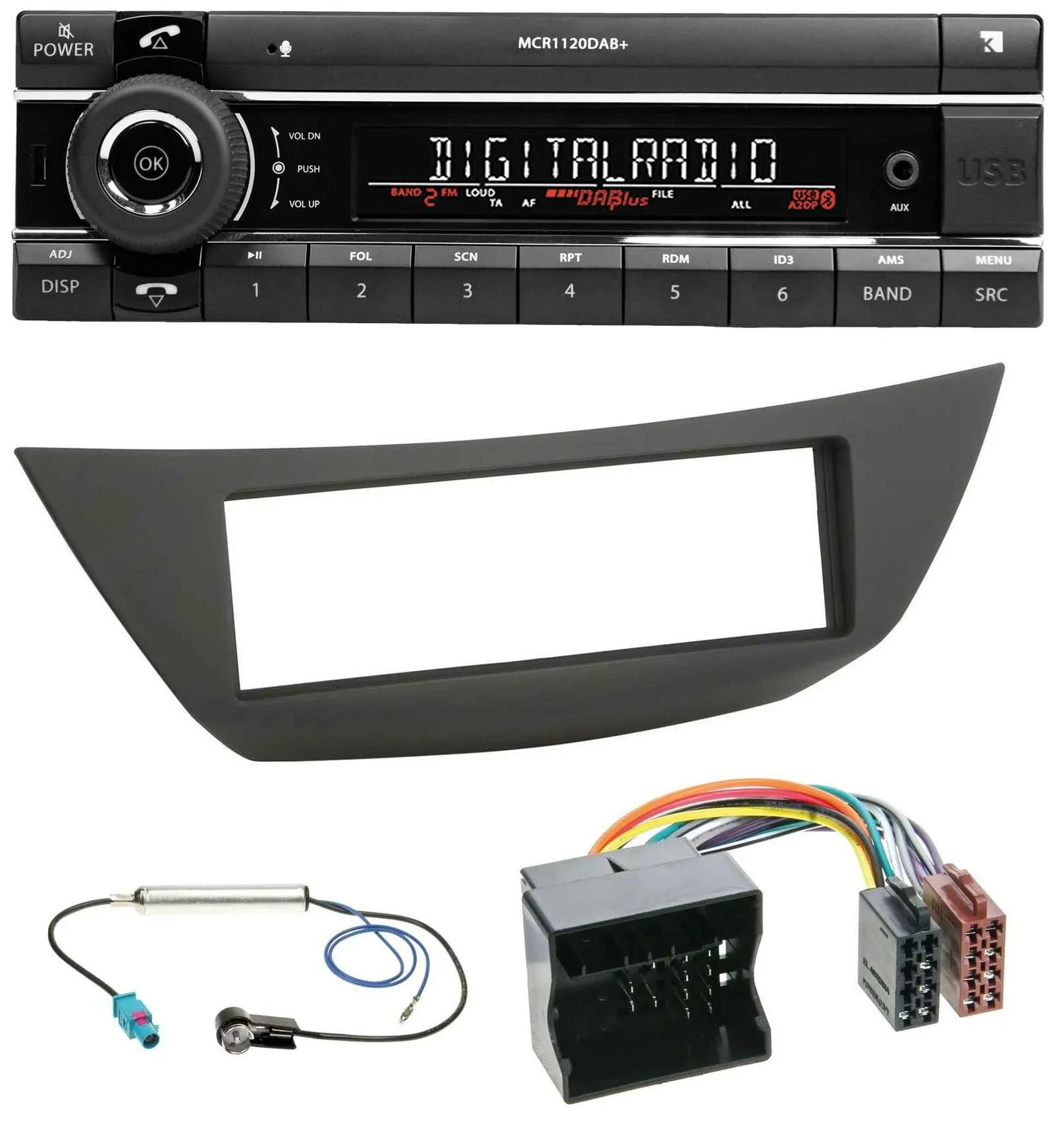 Автомагнитола для Renault Laguna 3 (с 2008) Kienzle Bluetooth, MP3, USB, DAB