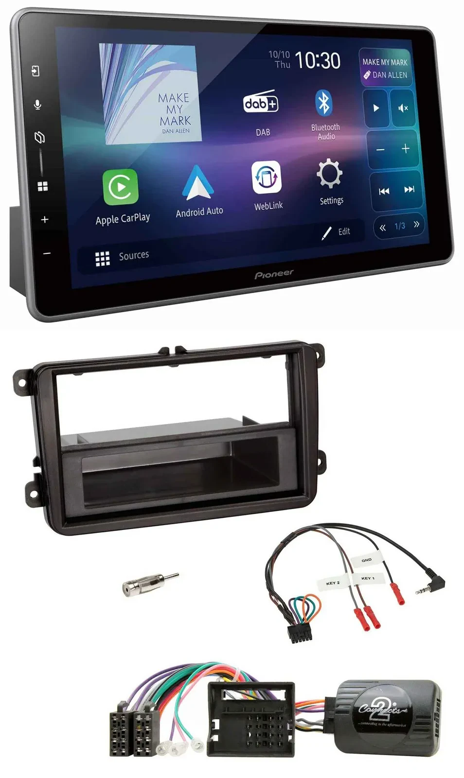 Pioneer Bluetooth USB DAB Lenkrad Autoradio für Skoda Fabia 5J 2007-2014