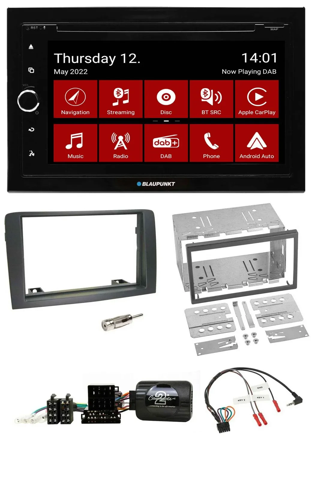 Blaupunkt Lenkrad DVD Bluetooth DAB 2DIN USB Autoradio für Fiat Idea 2006-2012 g