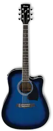 Электроакустическая гитара Ibanez Performance PF15ECE Transparent Blue Sunburst