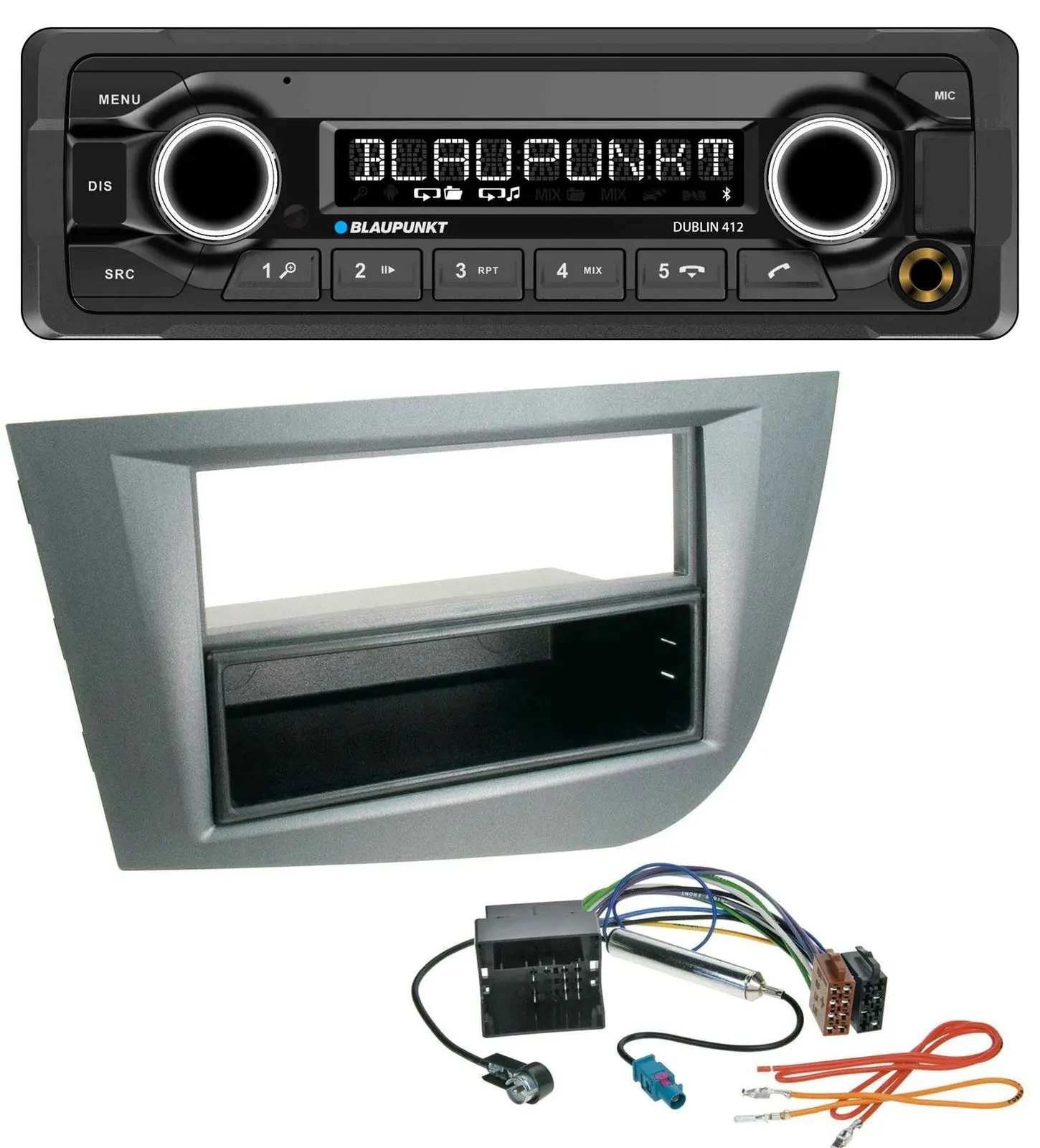 Автомагнитола Blaupunkt MP3, Bluetooth, USB, AUX для Seat Leon (с 2005), тёмно-серый металлик