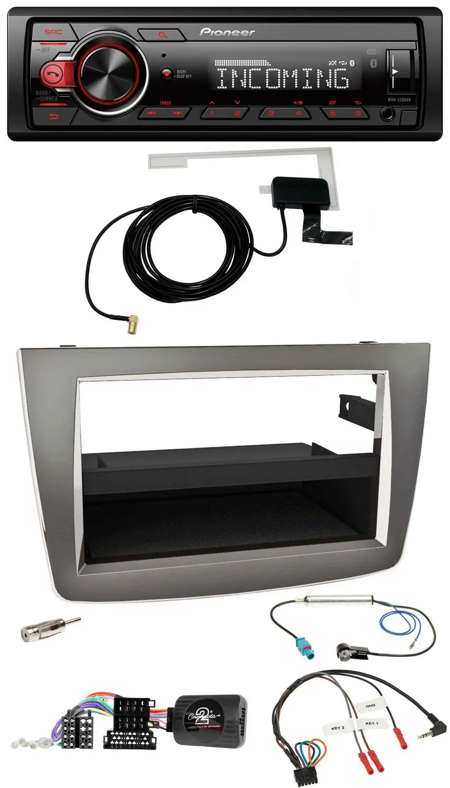 Pioneer MP3 Lenkrad CD DAB USB Autoradio für Alfa Mito 955 2008-2014 silber