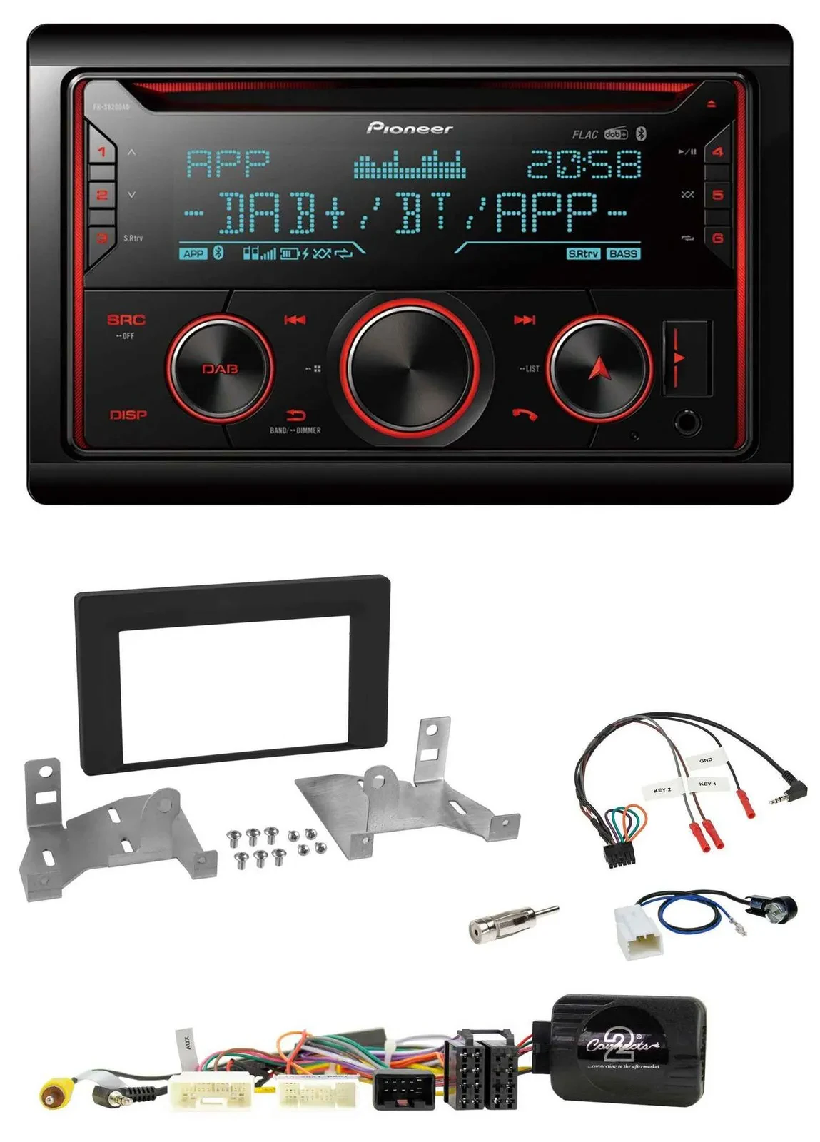Pioneer 2DIN DAB Lenkrad Bluetooth USB CD Autoradio für Toyota Aygo ab 22 AB7 sc