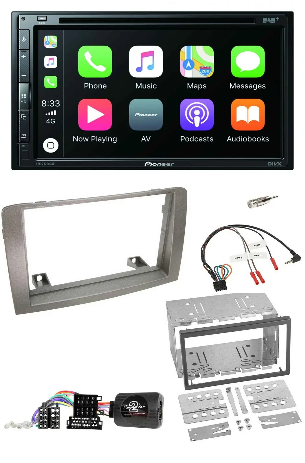 Pioneer DVD 2DIN Lenkrad DAB Bluetooth USB Autoradio für Lancia Musa 2004-2012
