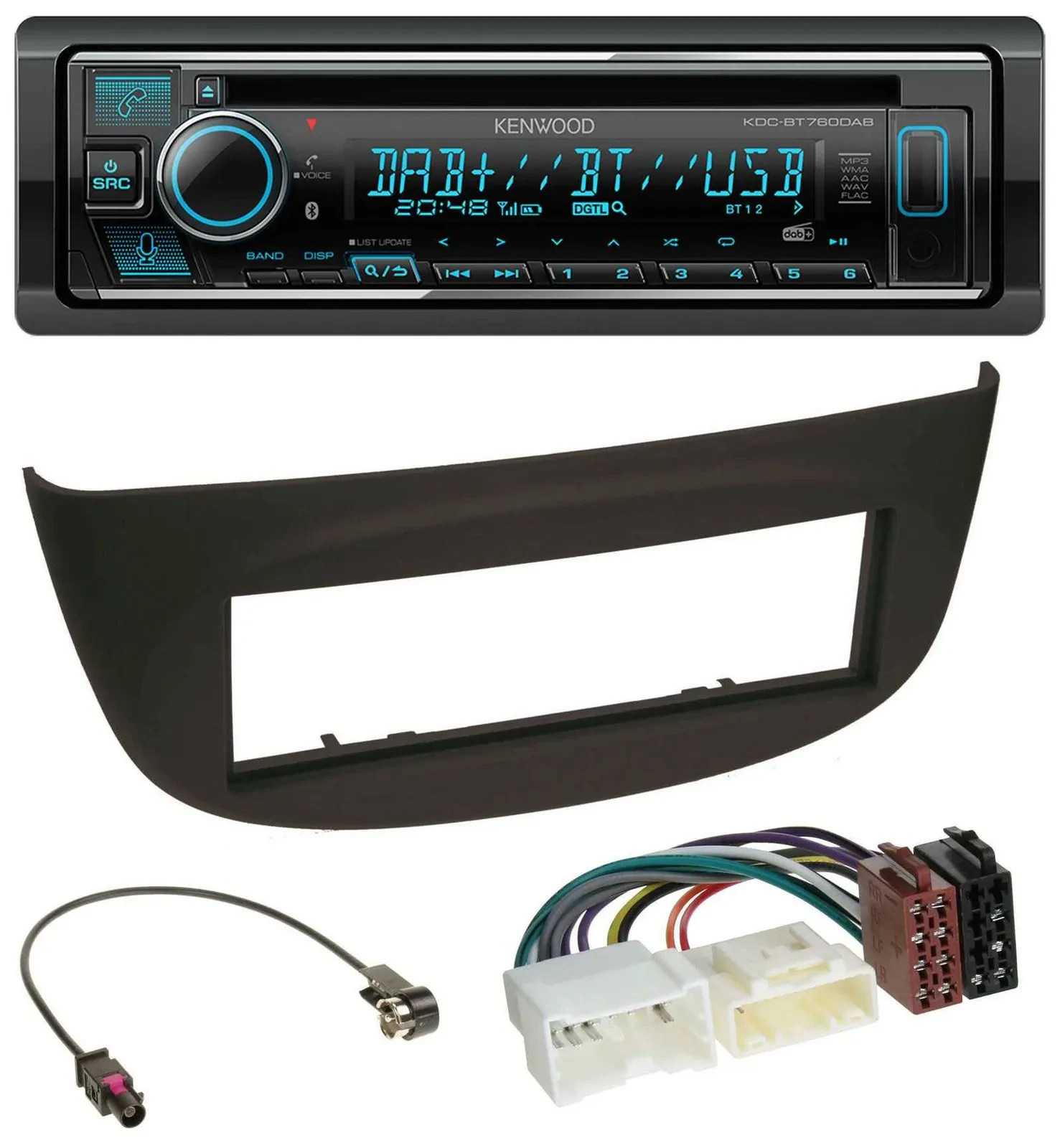 Kenwood MP3 Bluetooth DAB USB CD Autoradio für Renault Twingo ab 2012 schwarz