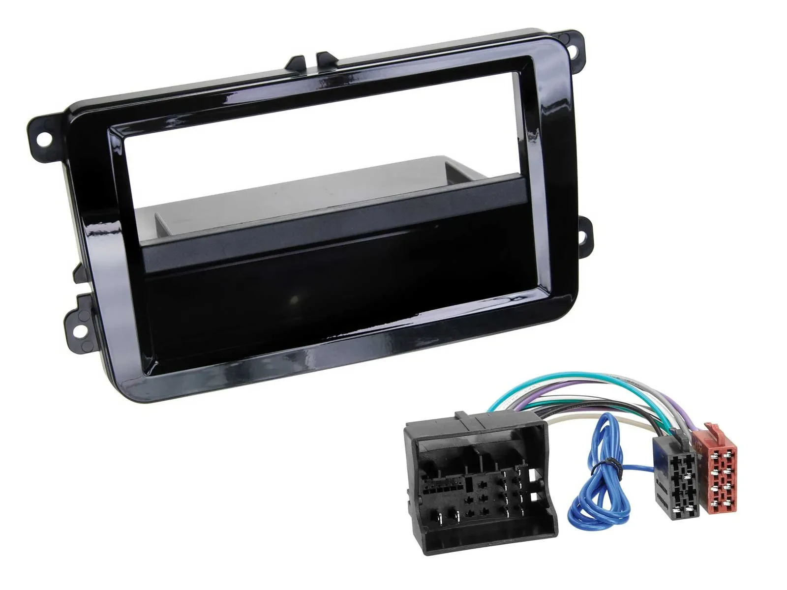 Einbauset DIN Autoradio für VW T6 2015-2019 Klavierlack schwarz