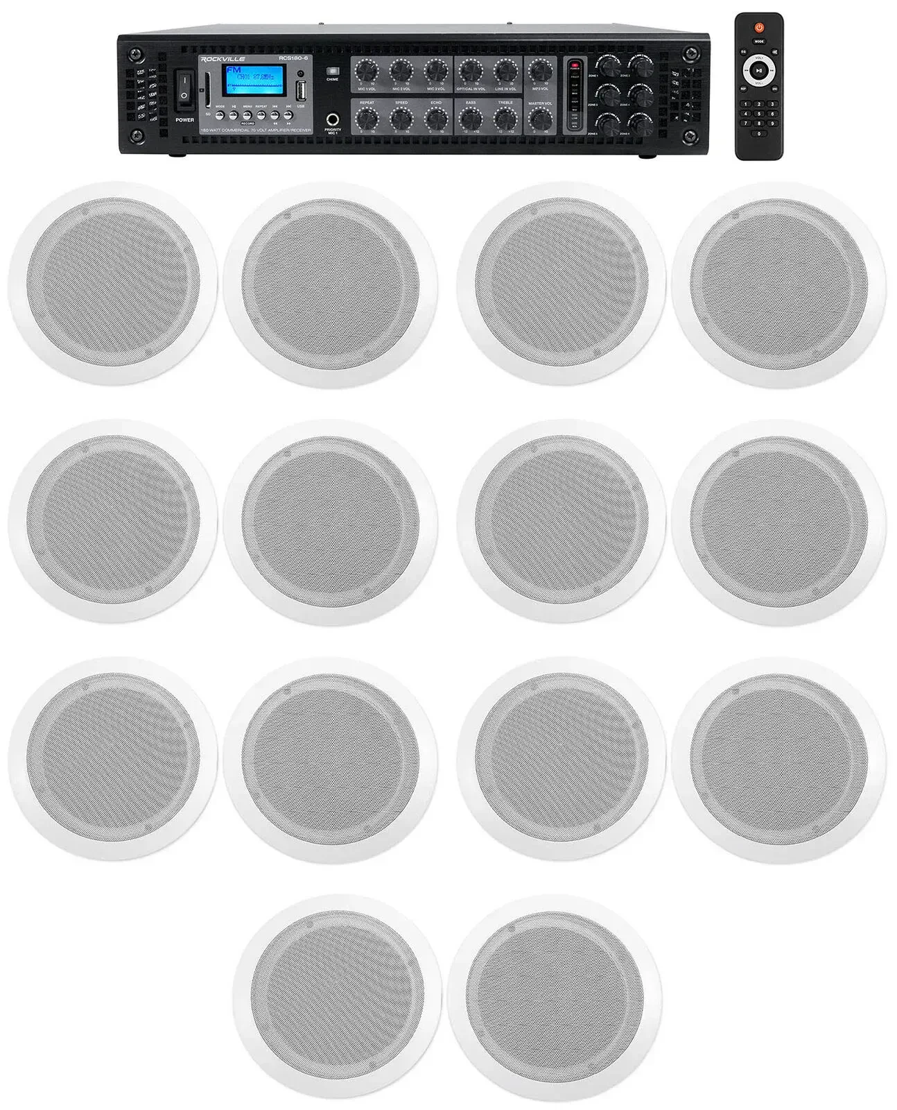 Потолочная акустика Rockville RCS180-6+(7) CC65T White с усилителем (14 штук)