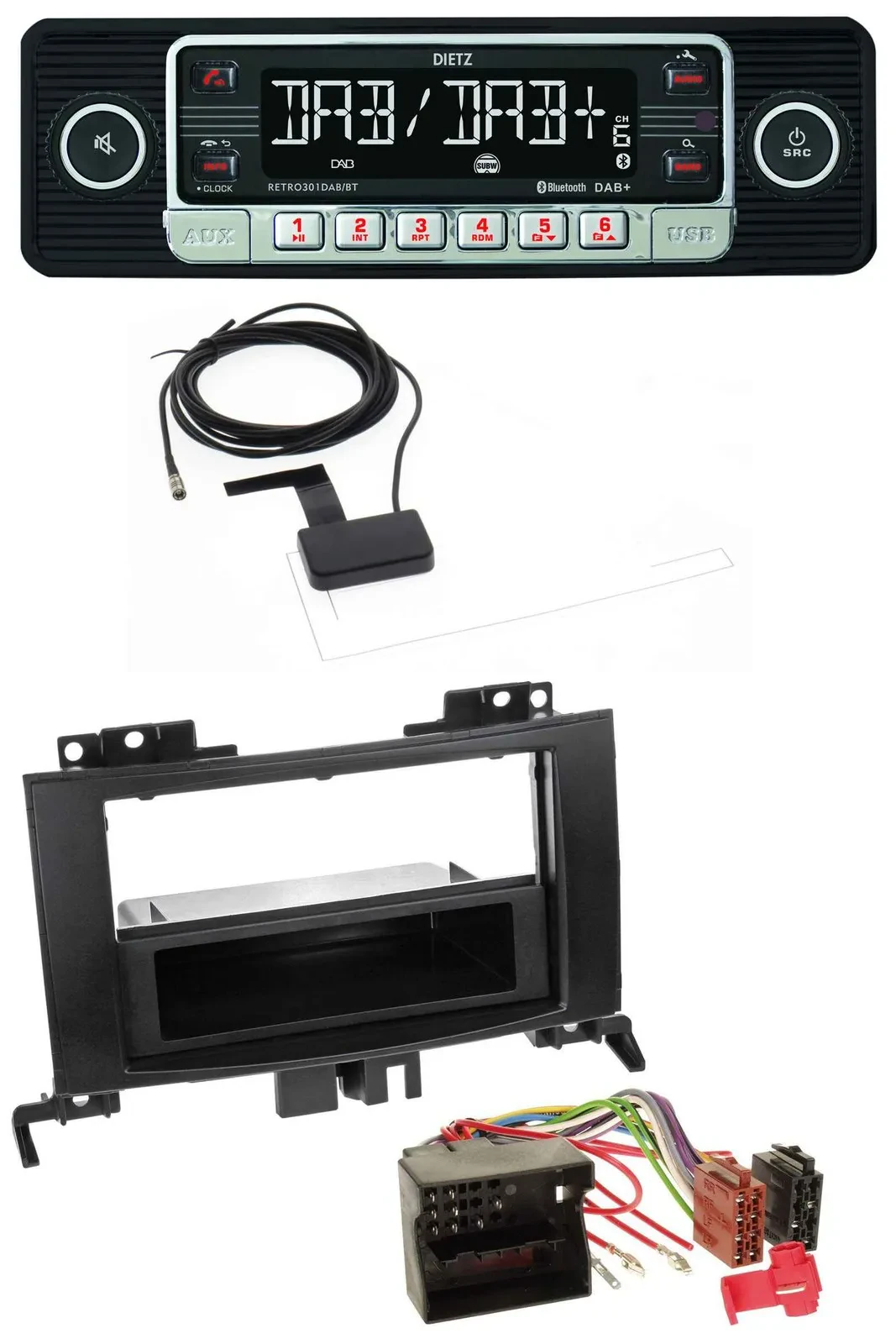 Dietz DAB Bluetooth USB MP3 Autoradio für Mercedes Sprinter ab 06 schwarz