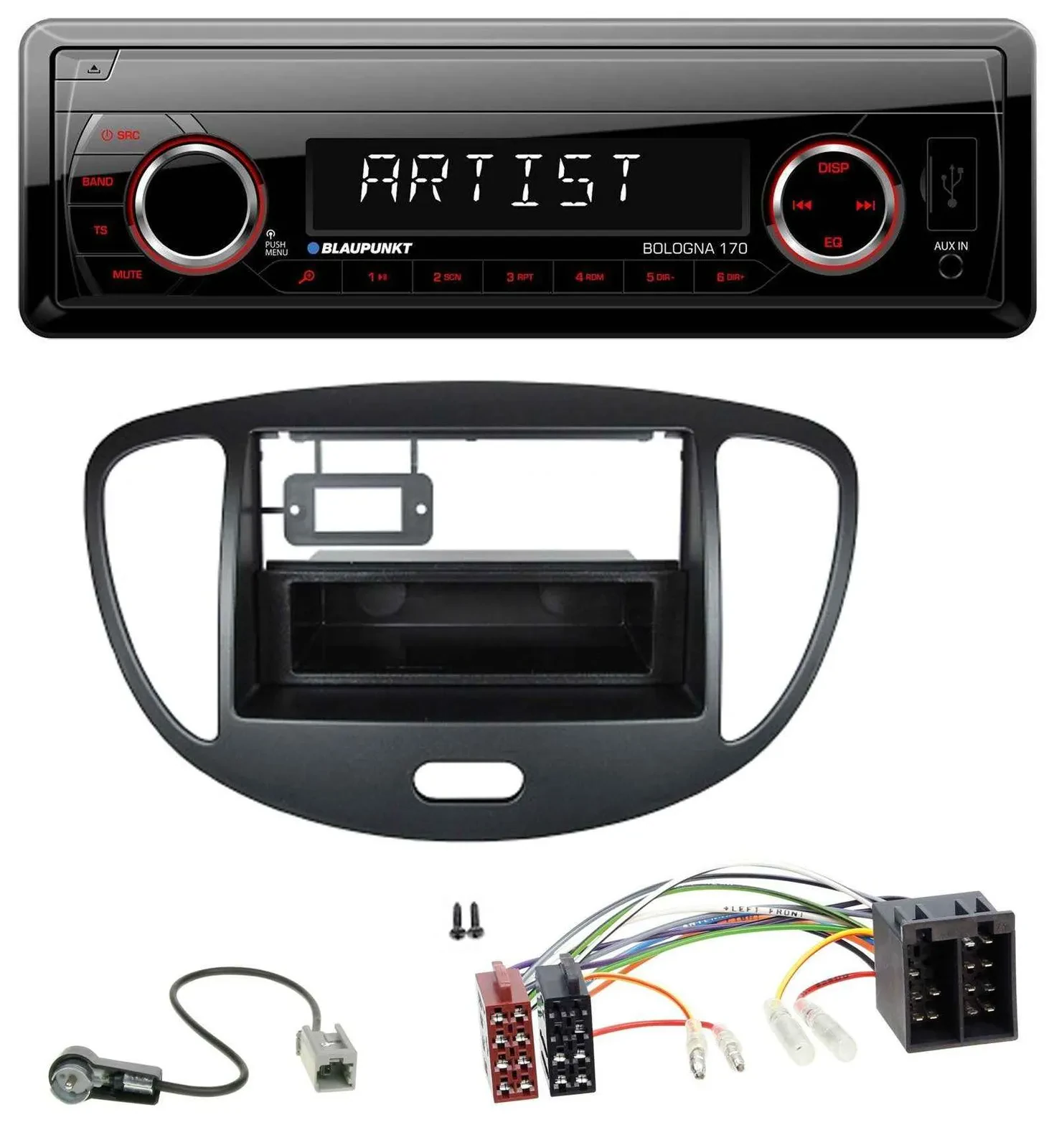 Автомагнитола для Hyundai i10 (2008–2013) Blaupunkt 1 DIN, SD, USB, MP3, AUX, черная