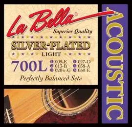 Струны для акустической гитары La Bella 700L 9-50, бронза посеребренная