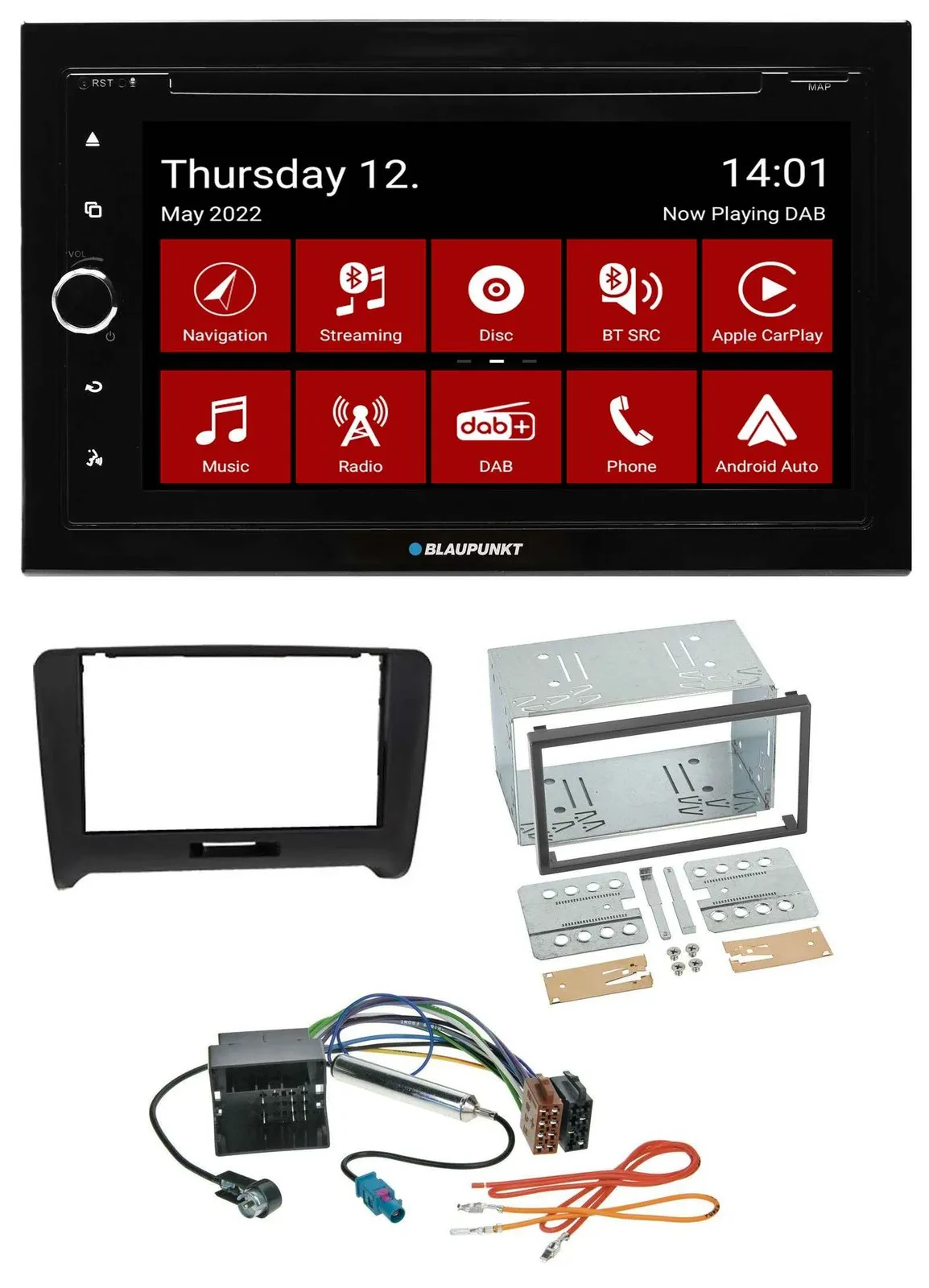Blaupunkt MP3 DVD Bluetooth DAB 2DIN USB Autoradio für Audi TT (06-14) Quadlock