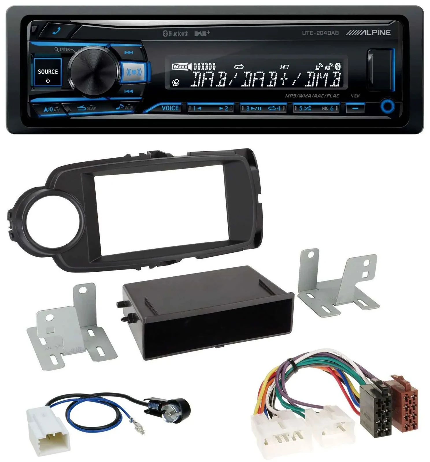 Alpine USB Bluetooth DAB MP3 Autoradio für Toyota Yaris (11-14) - schwarz
