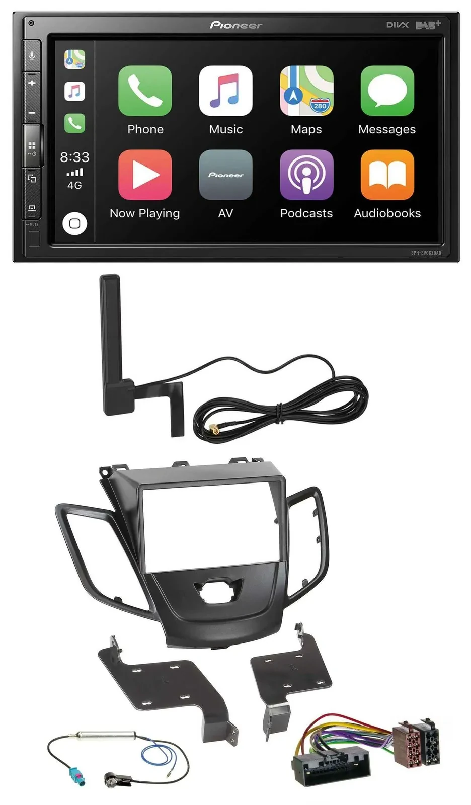 Pioneer USB 2DIN Bluetooth DAB MP3 Autoradio für Ford Fiesta 10-17 schwarz