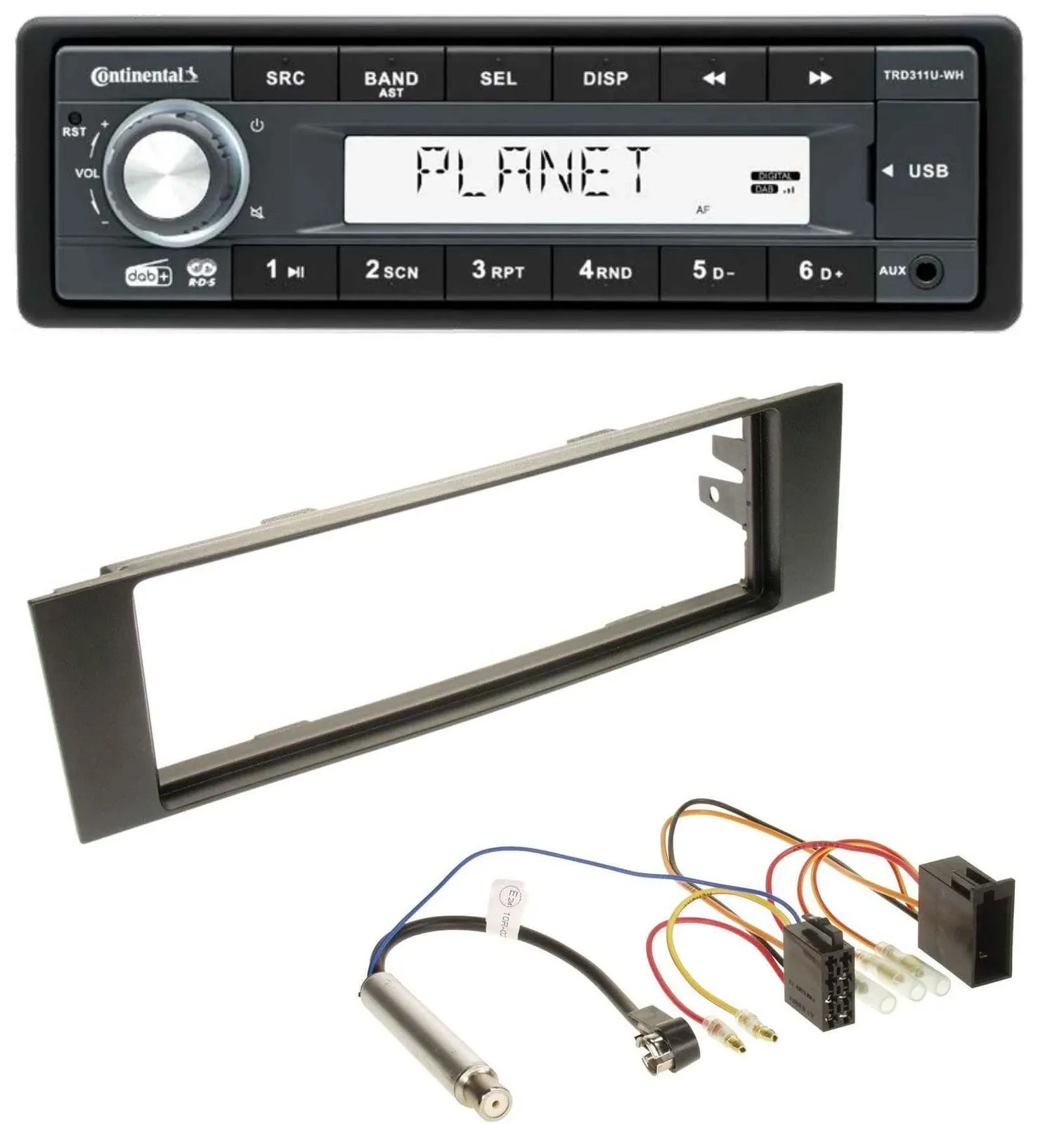Continental MP3 AUX USB DAB 1DIN Autoradio für Audi A3 (8P, 03-06) - ISO