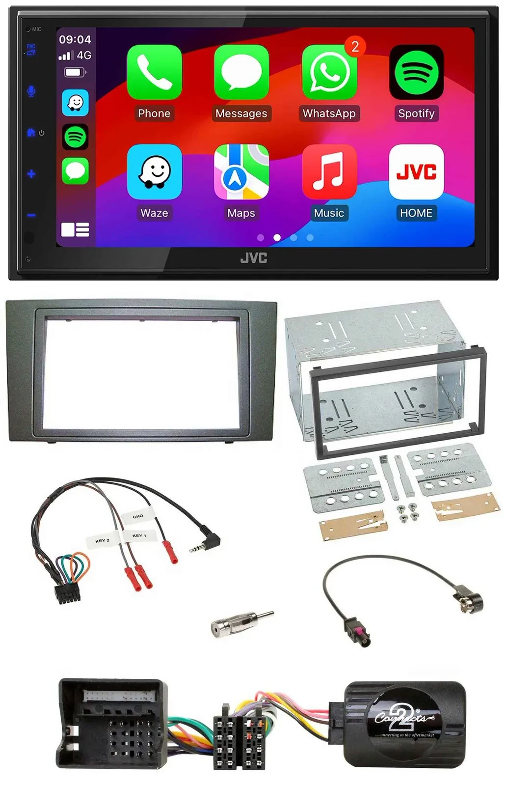 JVC Bluetooth USB Lenkrad 2DIN DAB Autoradio für Ford Mondeo 2003-2007 schwarz