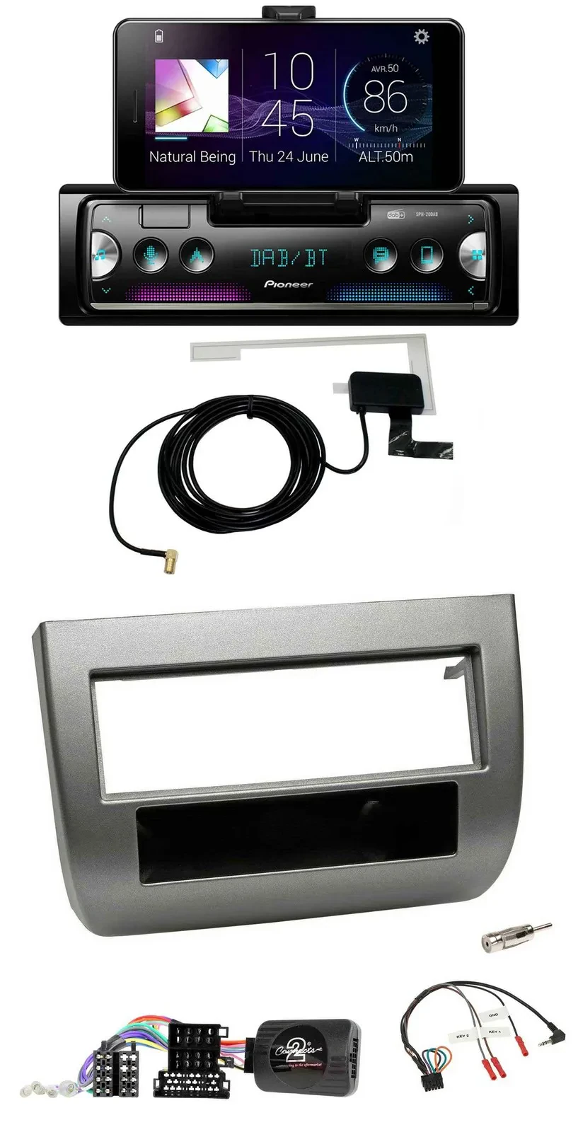 Автомагнитола для Lancia Y (2005–2011) Pioneer DAB, Bluetooth, USB, антрацит