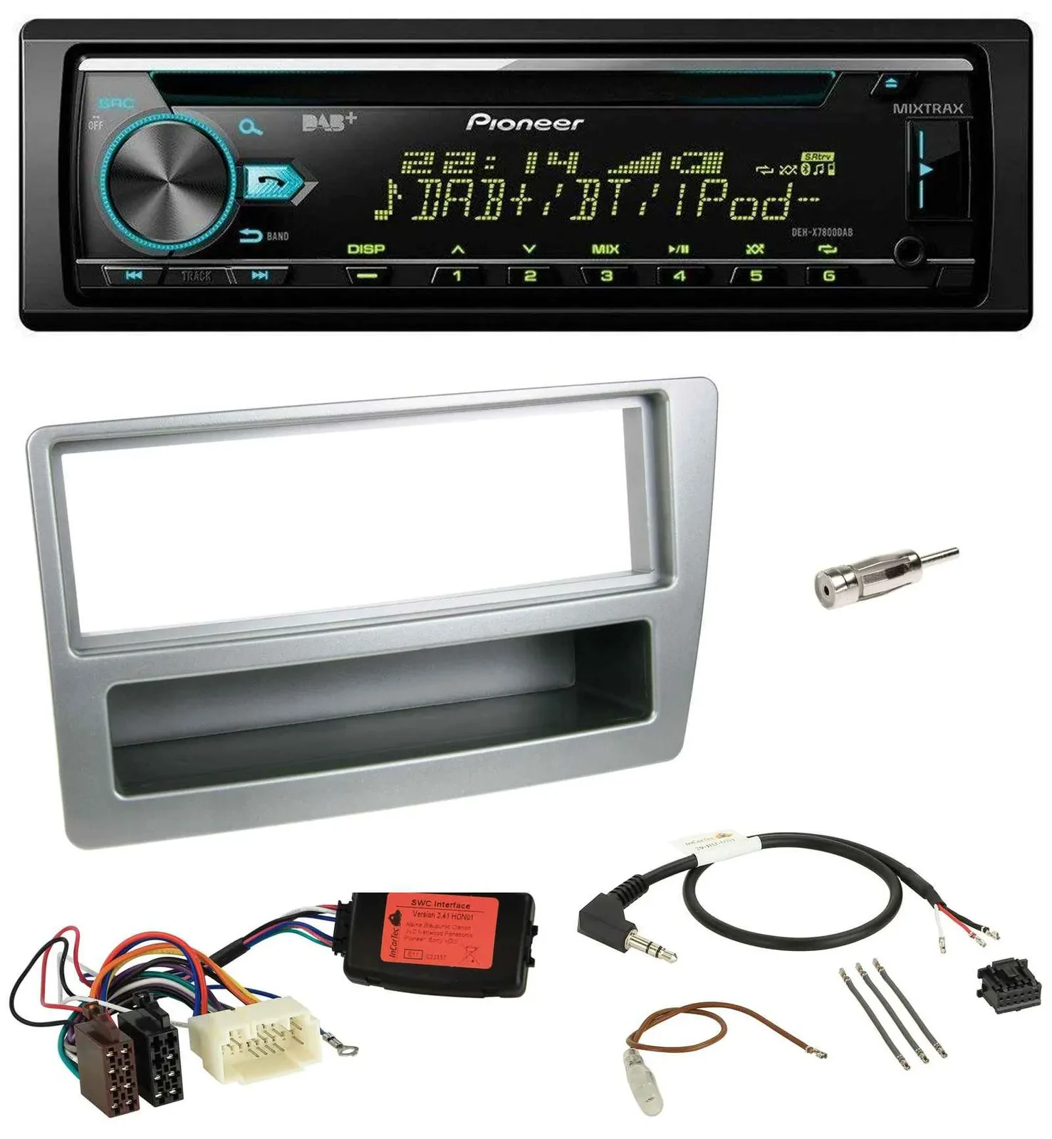 Автомагнитола Pioneer DAB, CD, USB, Bluetooth для Honda Civic 2004–2006, серебристая