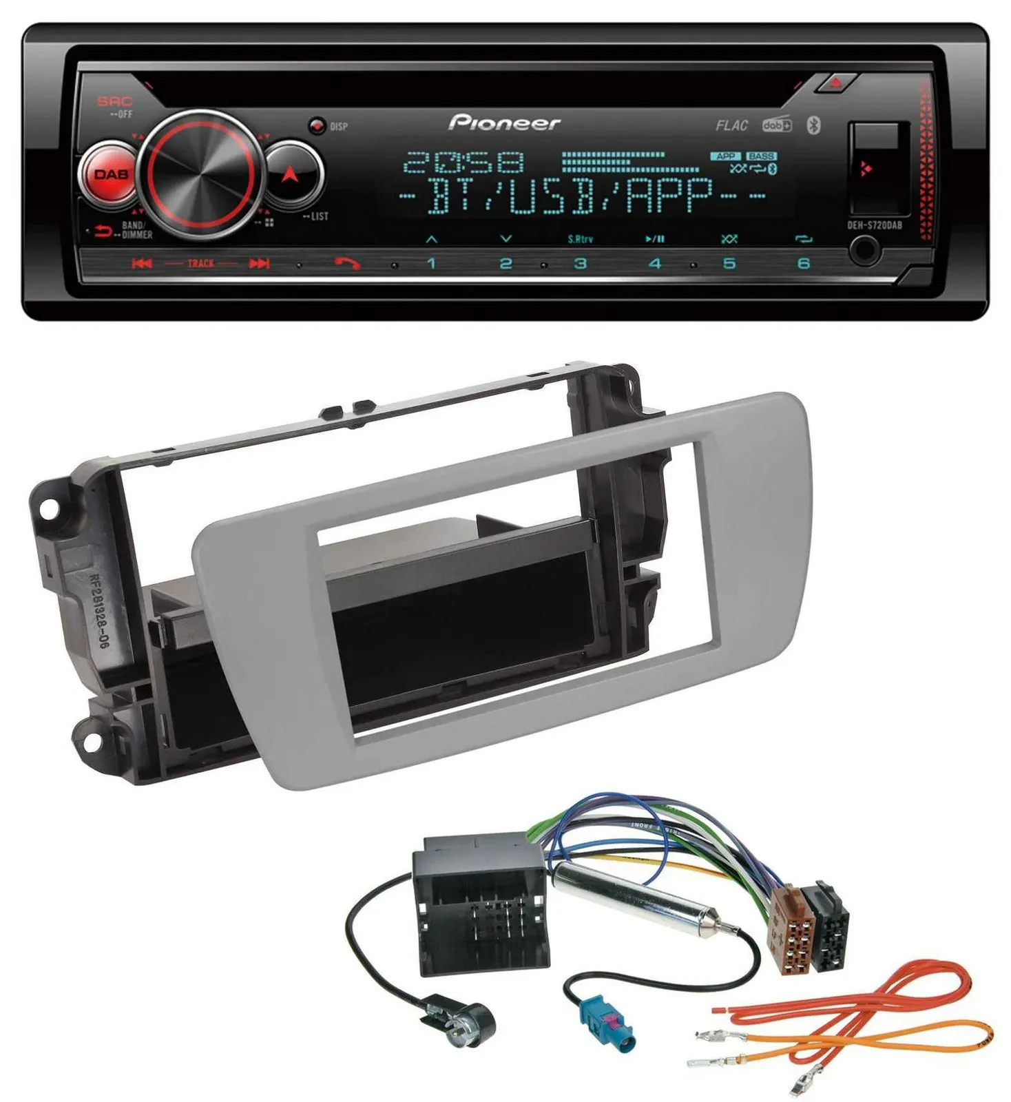 Pioneer MP3 DAB CD Bluetooth USB Autoradio für Seat Ibiza (ab 08) - dublingrau
