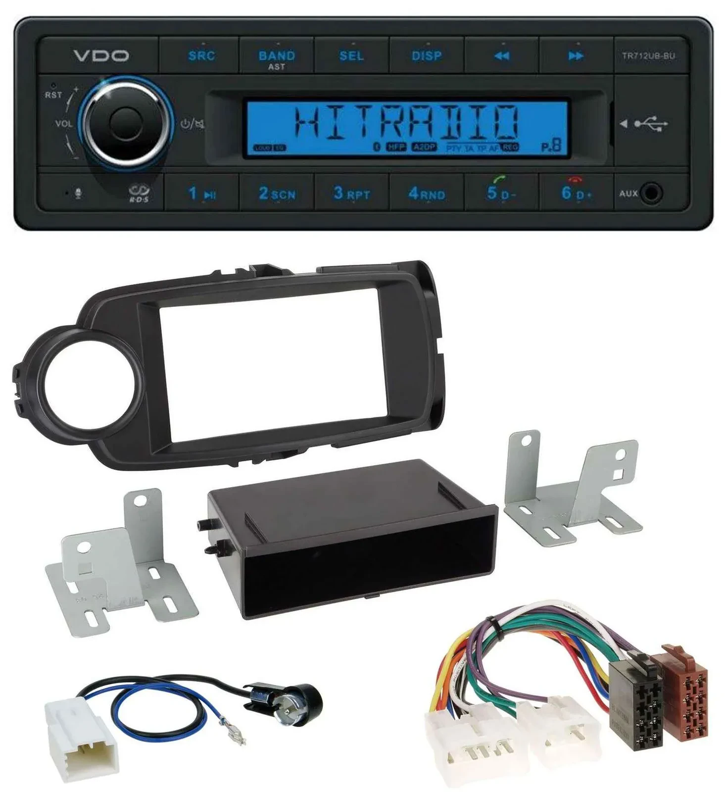 Автомагнитола для Toyota Yaris (2011–2014) VDO Bluetooth, USB, AUX, MP3, черный