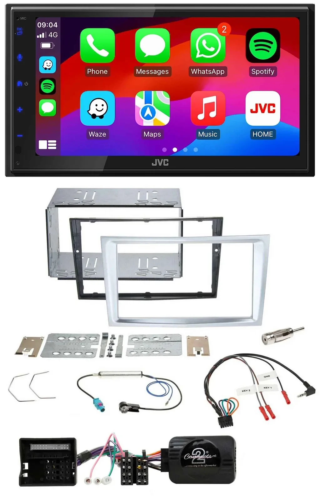 JVC Bluetooth USB Lenkrad 2DIN DAB Autoradio für Opel Zafira Astra H Corsa D mat