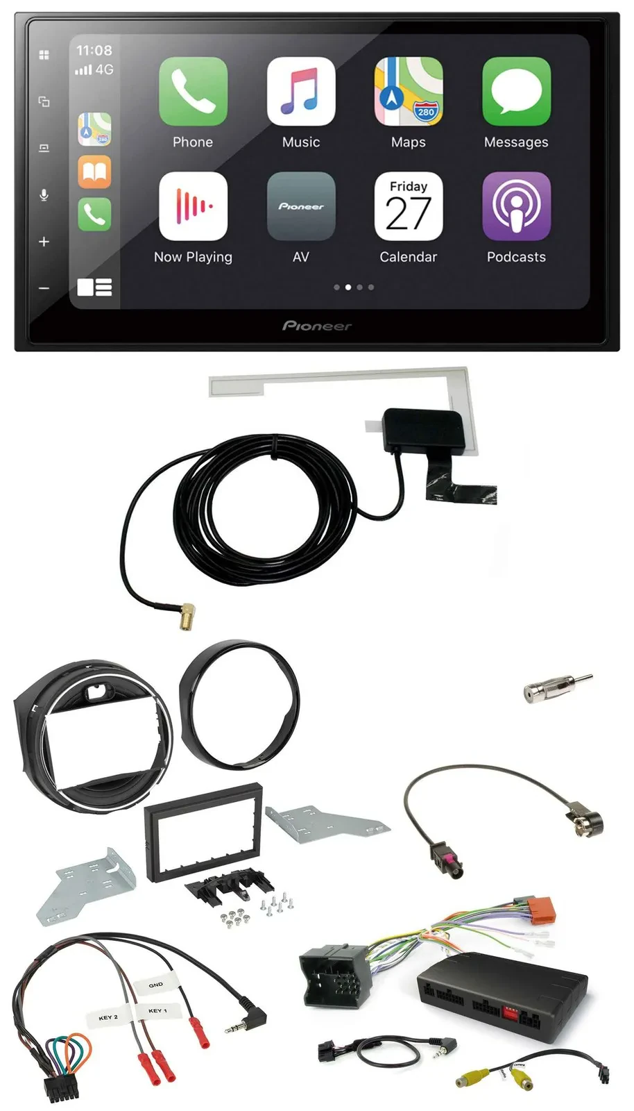 Pioneer USB Lenkrad 2DIN Bluetooth DAB Autoradio für BMW Mini F55/F56 2013-2016