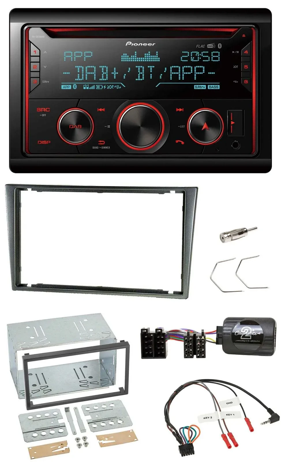 Pioneer 2DIN DAB Lenkrad Bluetooth USB CD Autoradio für Opel Corsa C 2000-2004 a