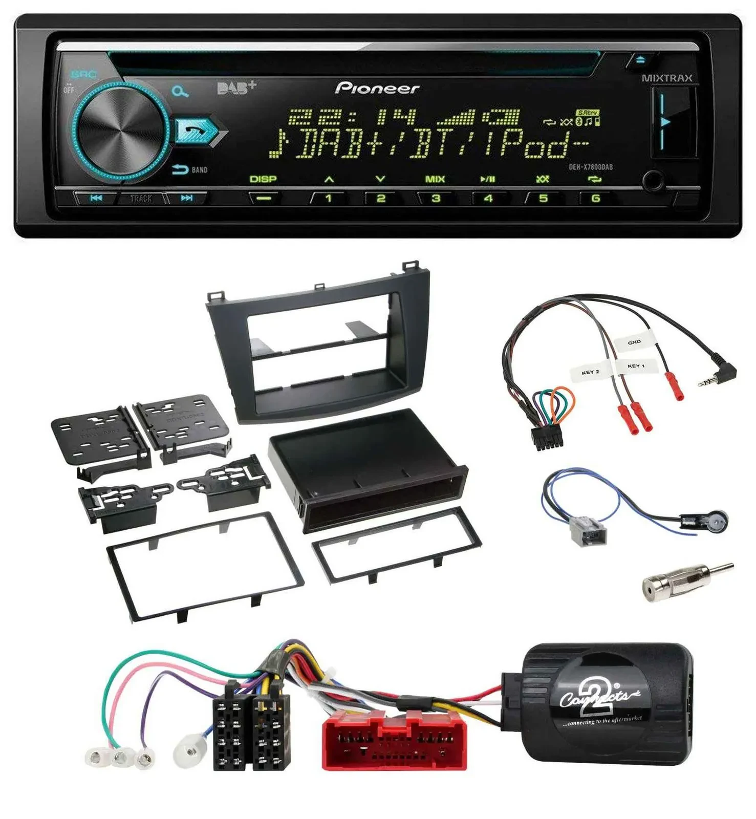 Автомагнитола Pioneer DAB CD USB Bluetooth для Mazda 3 (2009–2013), поддержка кнопок на руле (аналог)