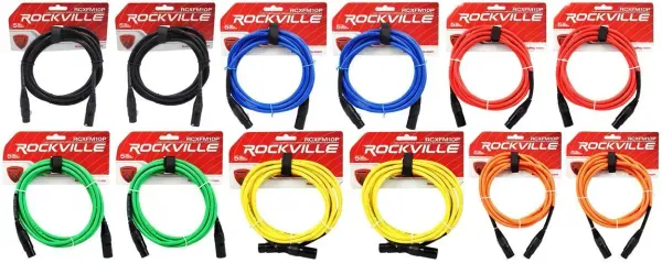 Микрофонный кабель Rockville RCXFM10P Multicolor 3 м (12 штук)