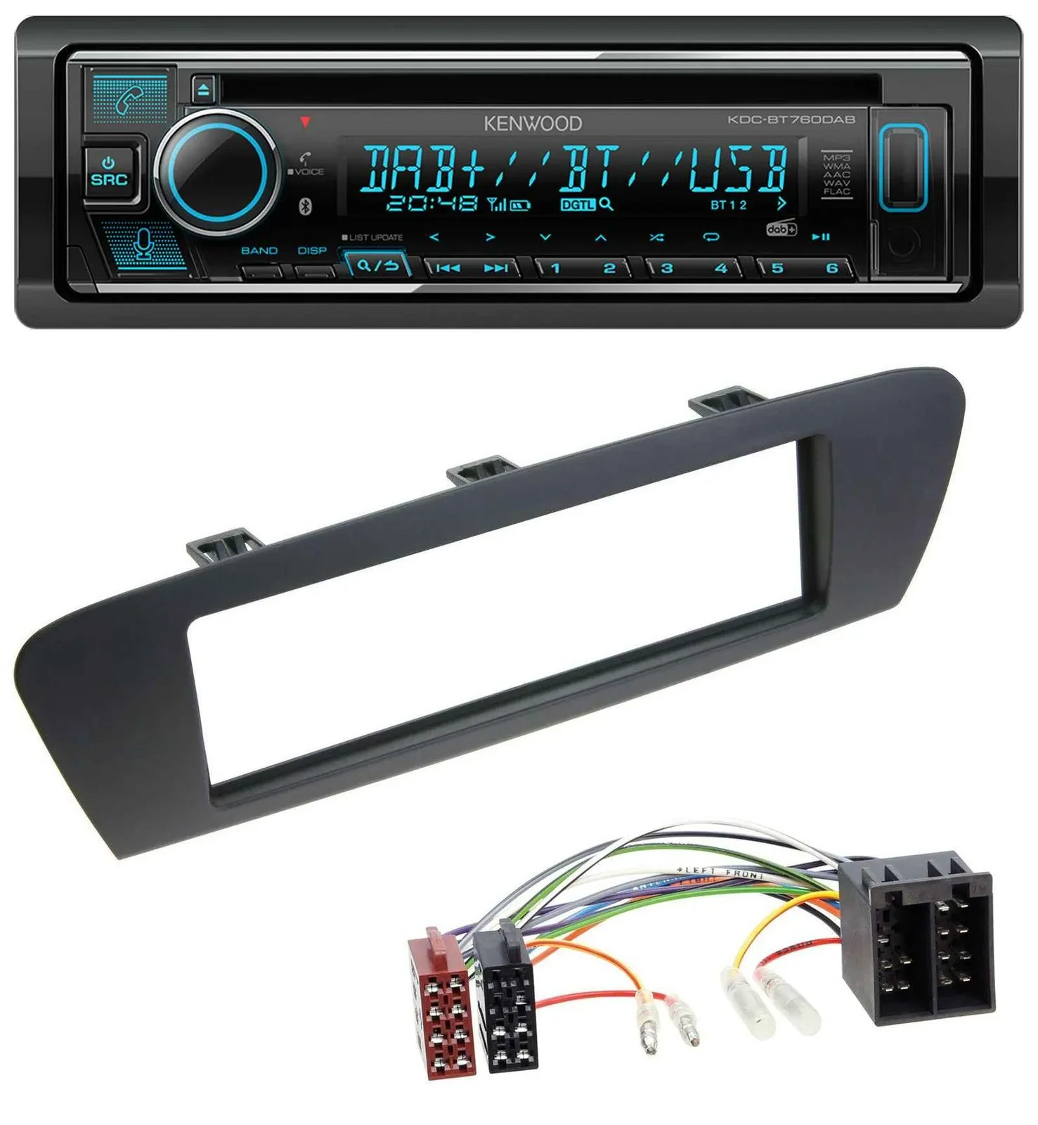 Kenwood MP3 Bluetooth DAB USB CD Autoradio für Renault Scenic (ab 09) - braun
