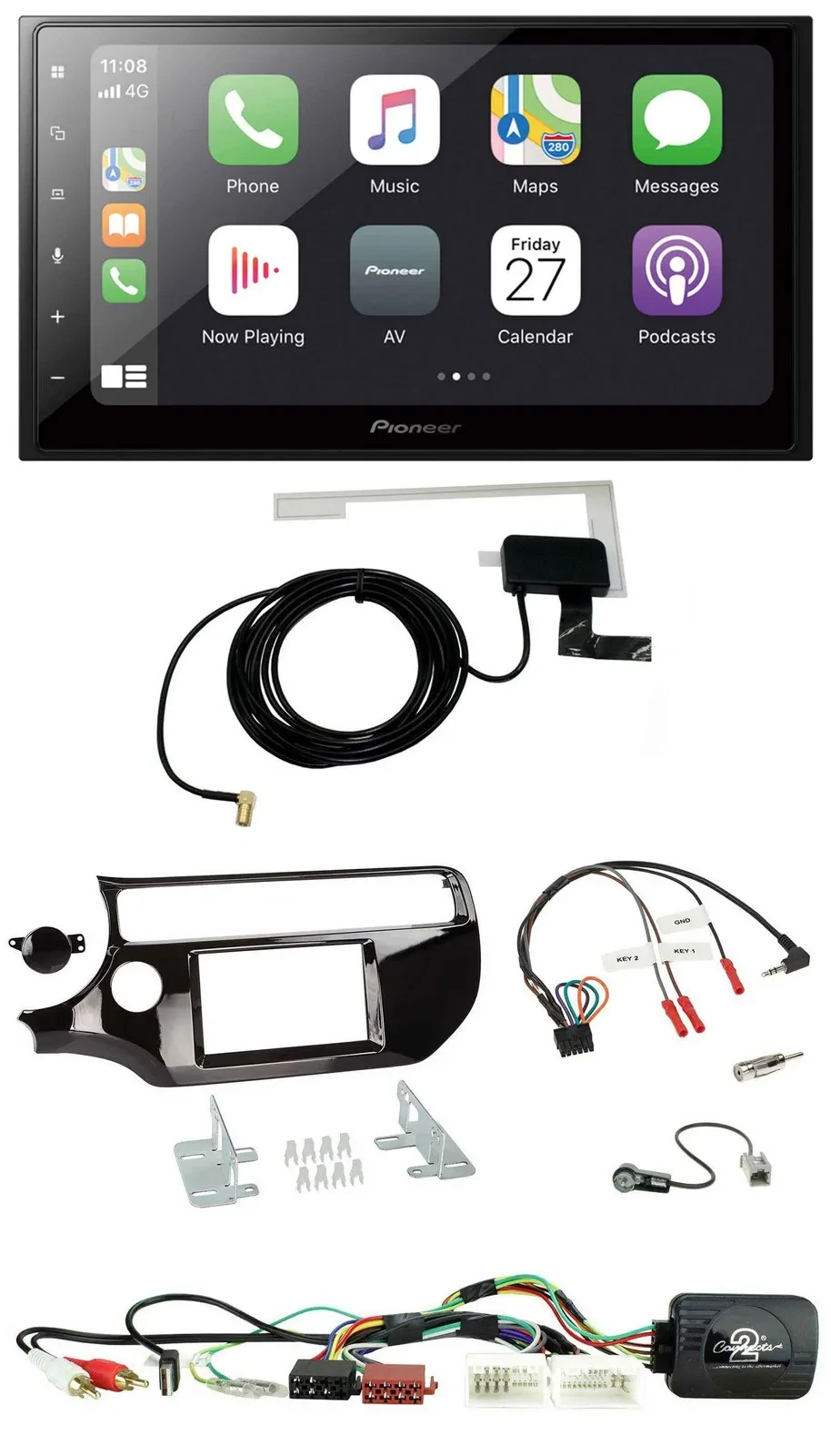 Автомагнитола Pioneer 2DIN, USB, Bluetooth, DAB для Kia Rio UB с 2015