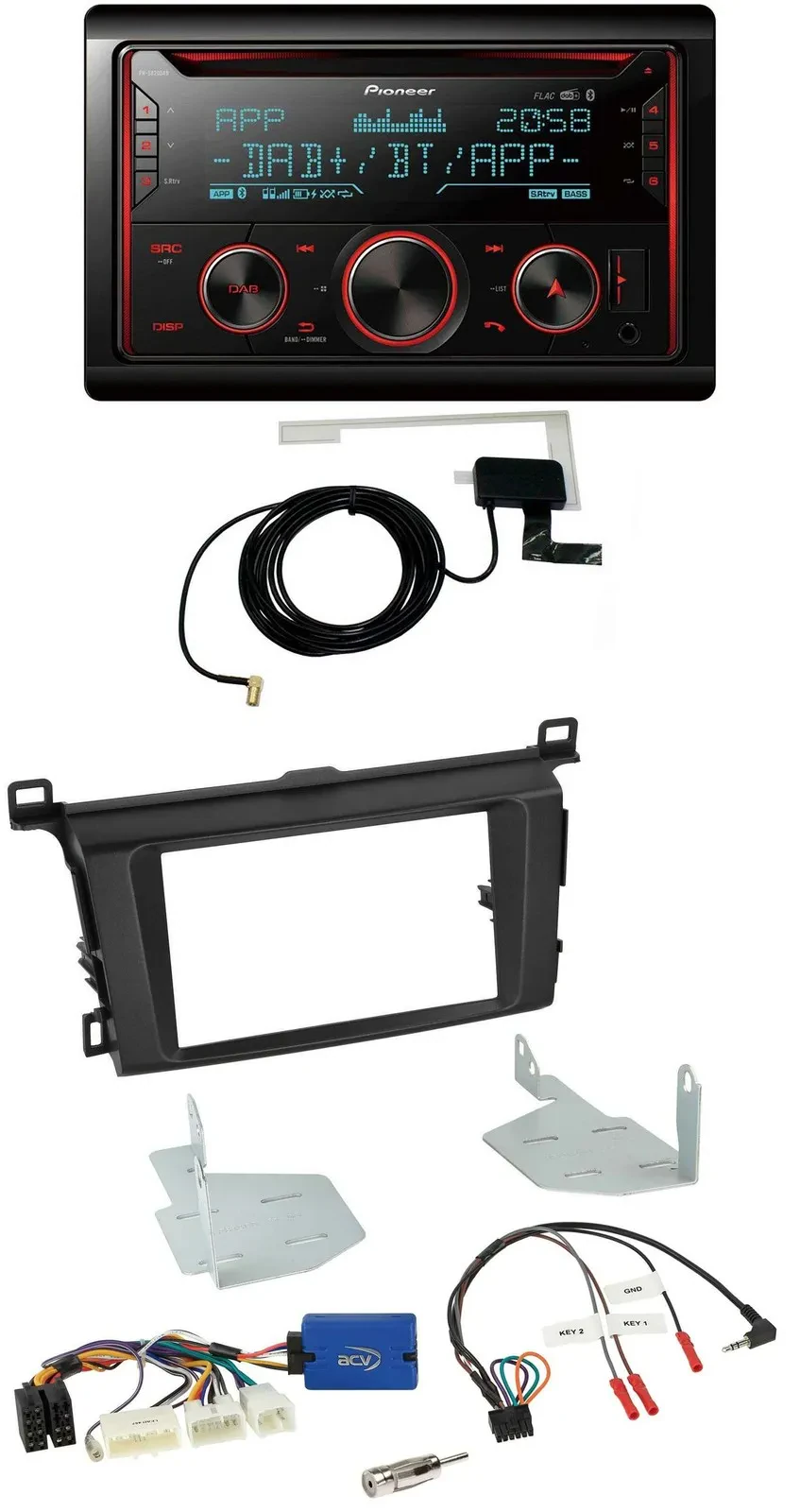 Автомагнитола Pioneer 2DIN DAB USB CD Bluetooth для Toyota RAV4 (с 2013), поддержка управления на руле