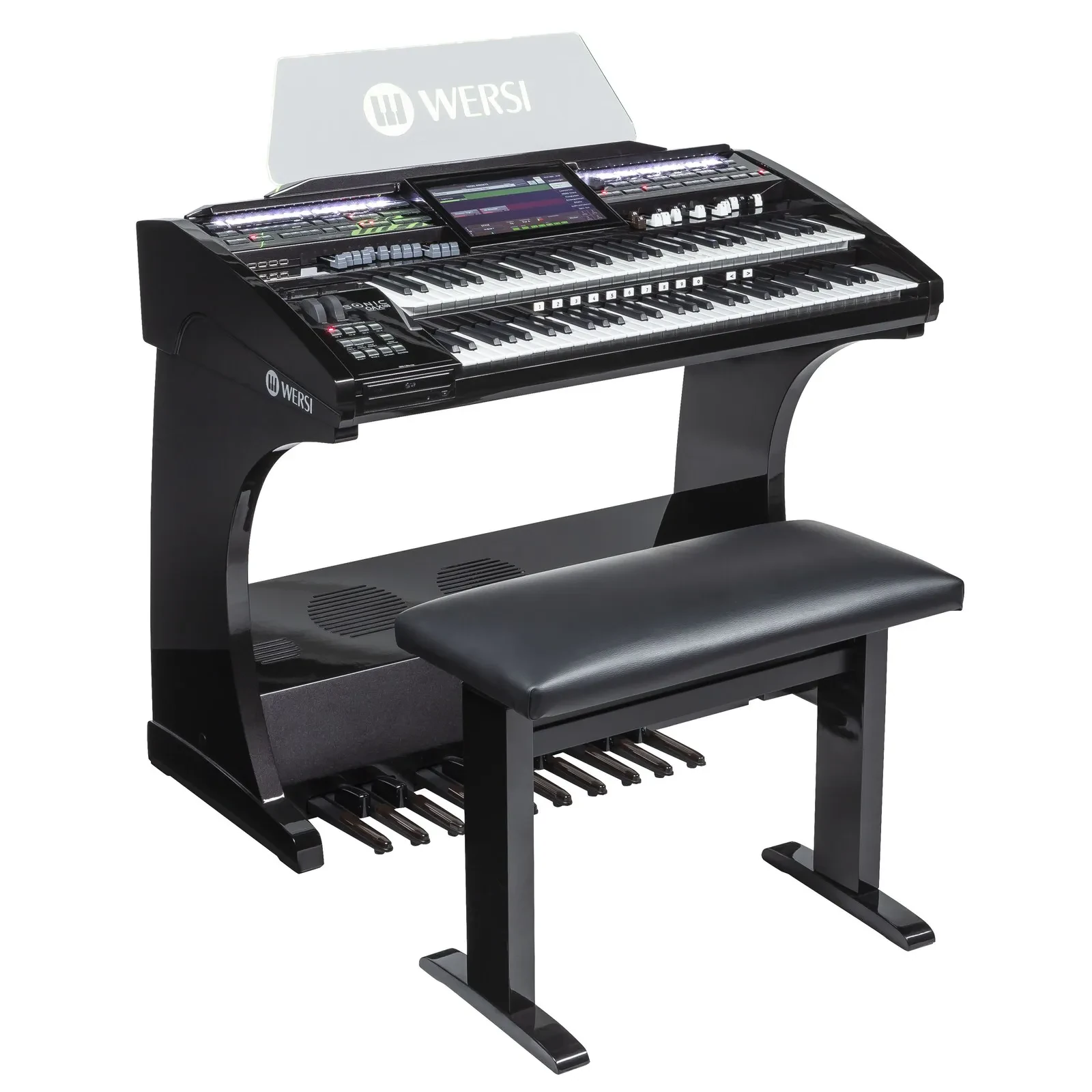 Wersi OAX500LS Elektronische Orgel Schwarz Metallic inkl. Lautsprecher Sitzbank