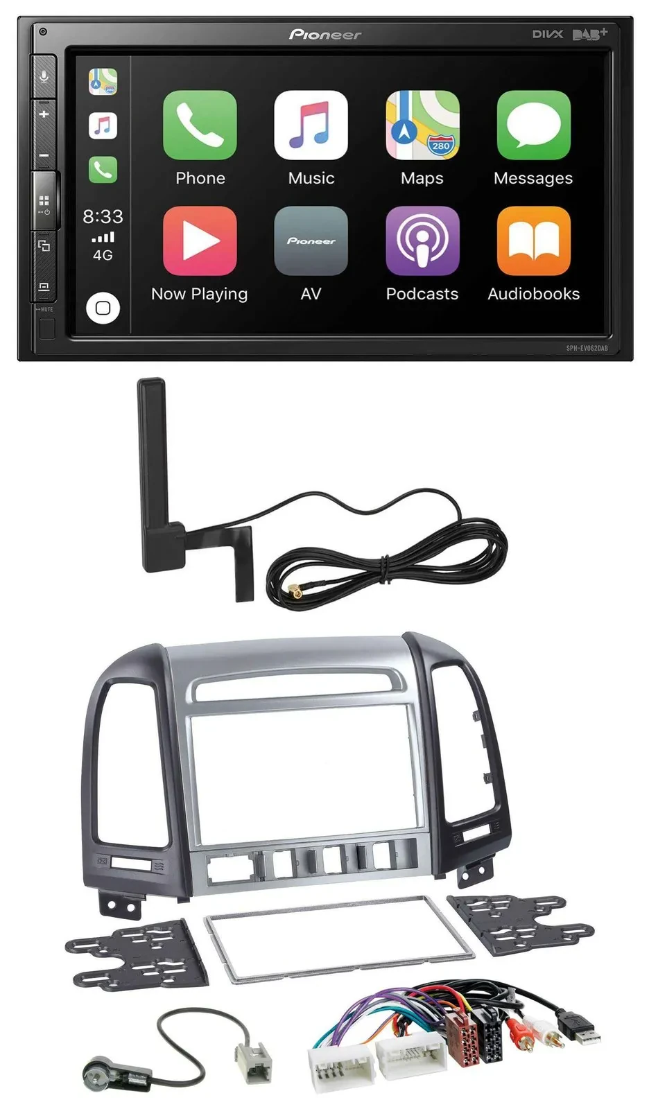 Pioneer USB 2DIN Bluetooth DAB MP3 Autoradio für Hyundai Santa Fe AUX USB 4 Scha