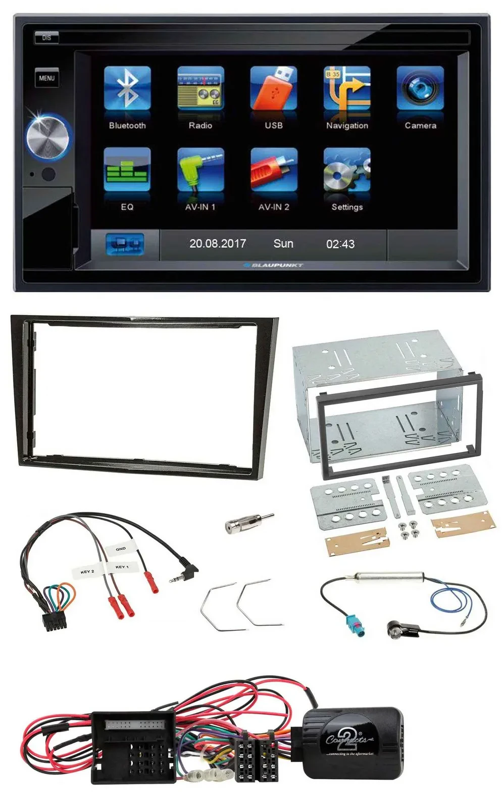Blaupunkt Lenkrad USB Bluetooth TMC 2DIN Navigation für Opel Corsa D Klavierlack