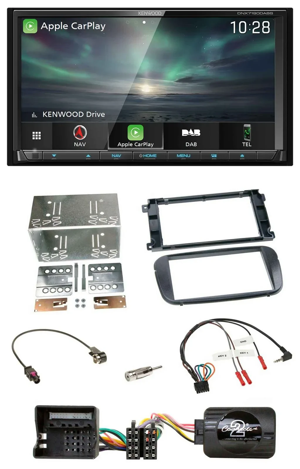 Kenwood Bluetooth USB 2DIN Lenkrad TMC DAB Navigation für Ford S-Max Mondeo 07-1