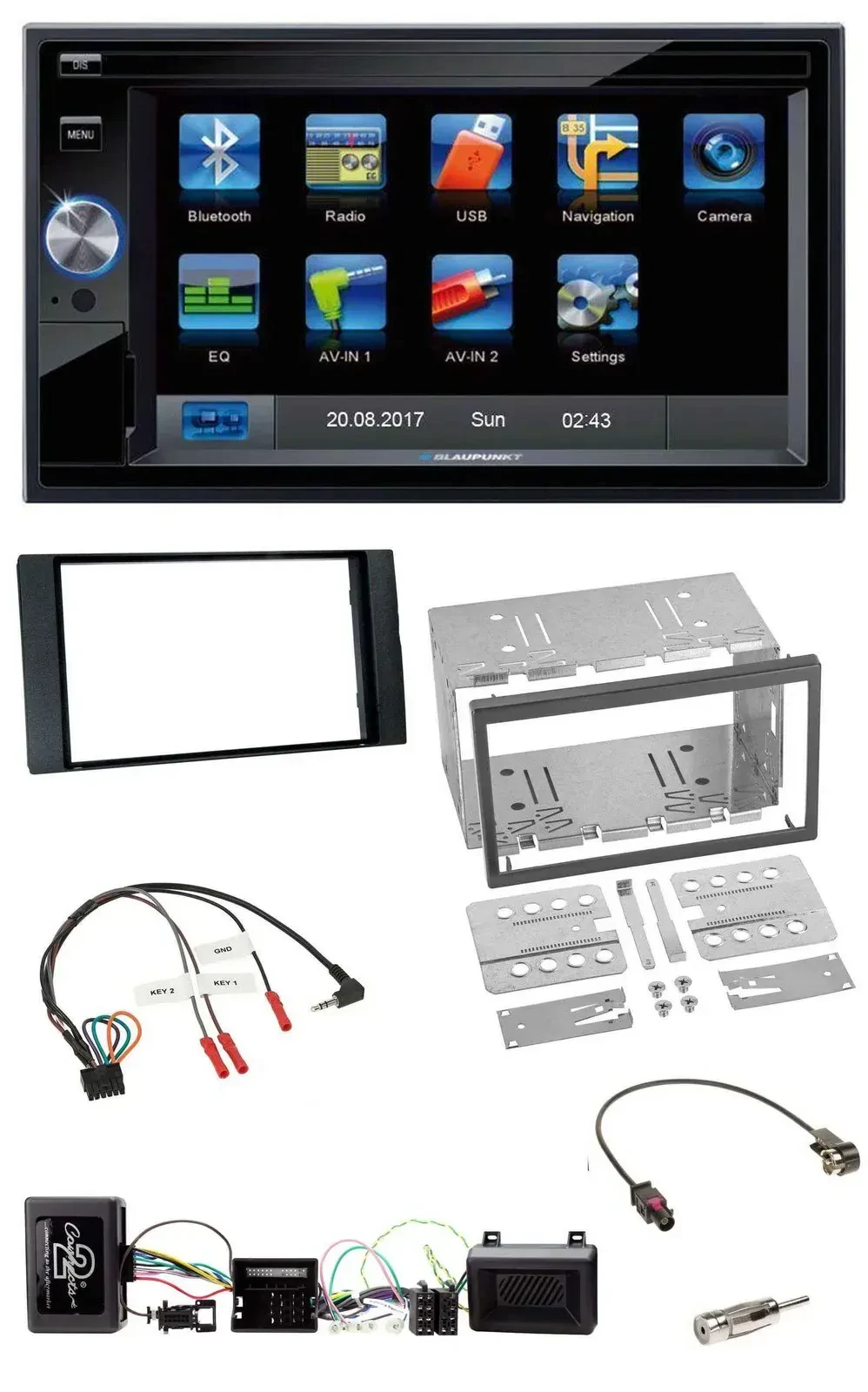 Blaupunkt 2DIN Bluetooth TMC USB Lenkrad SD Navigation für Ford Kuga 2008-12 sch