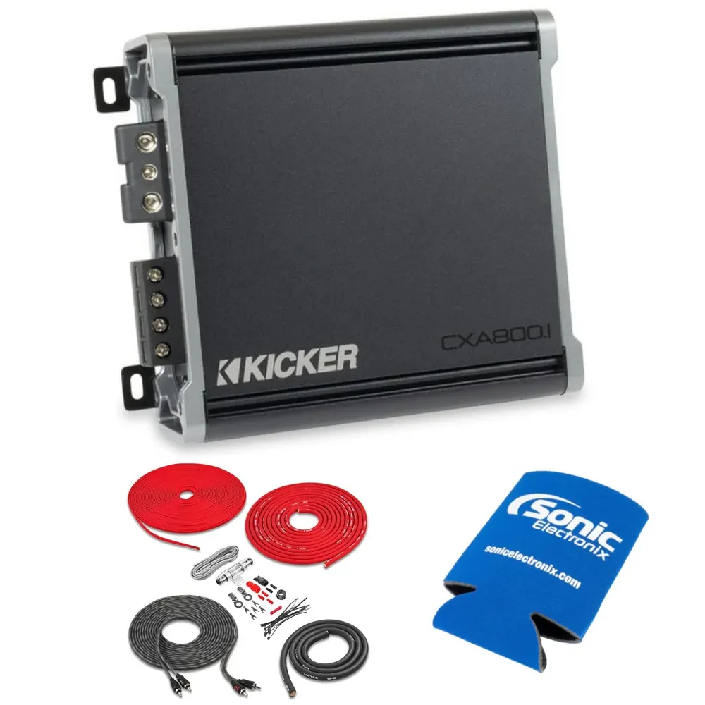 Усилитель мощности Kicker CXA800.1 CX Series, 1-канальный, моноблок (набор) с Copper Clad Aluminum и koozie