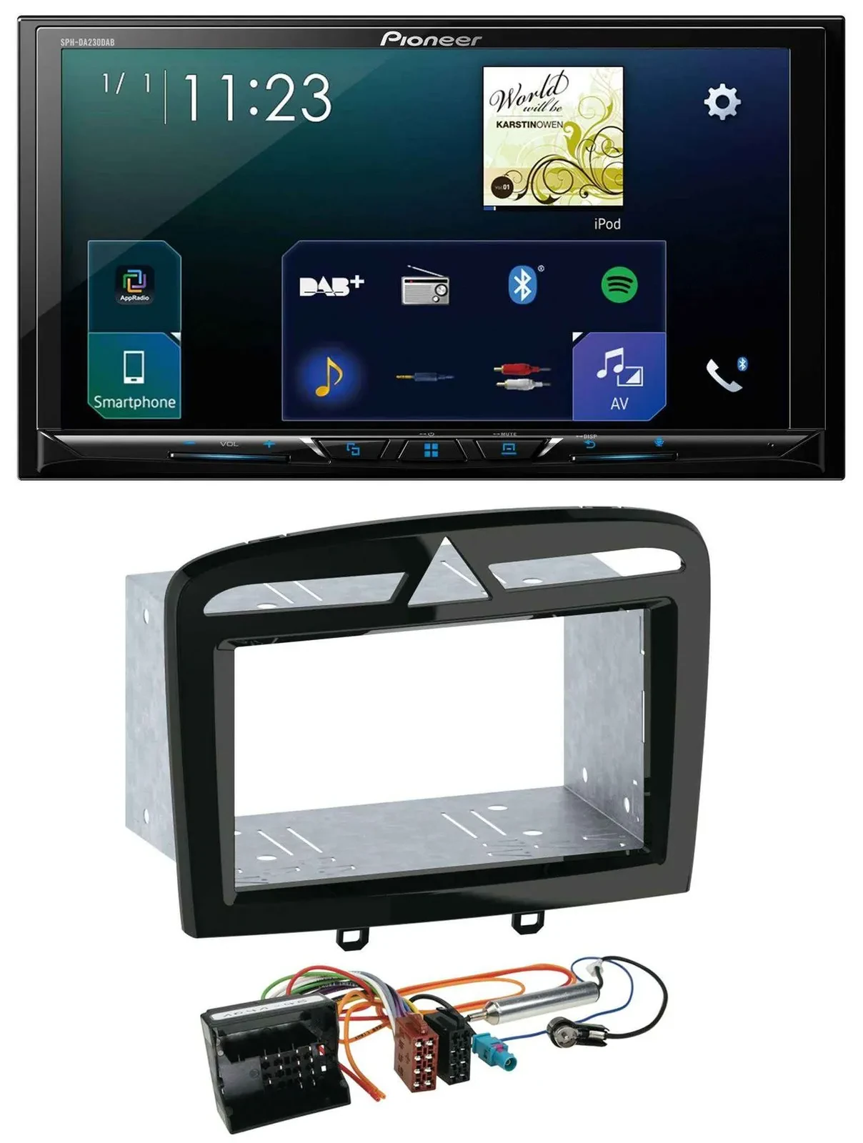 Автомагнитола для Peugeot 308 SW/CC 2009–2014 Pioneer 2-DIN, DAB, Bluetooth, USB, MP3, черная