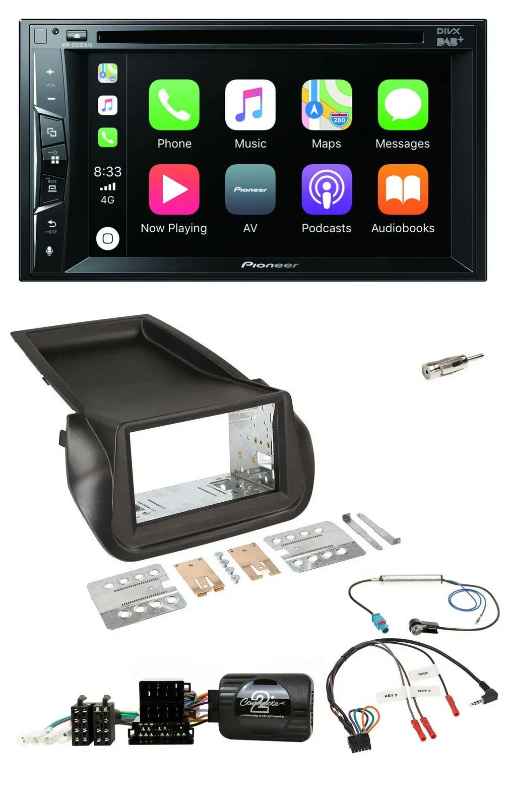 Pioneer Lenkrad USB DVD Bluetooth DAB 2DIN Autoradio für Citroen Nemo Peugeot Bi
