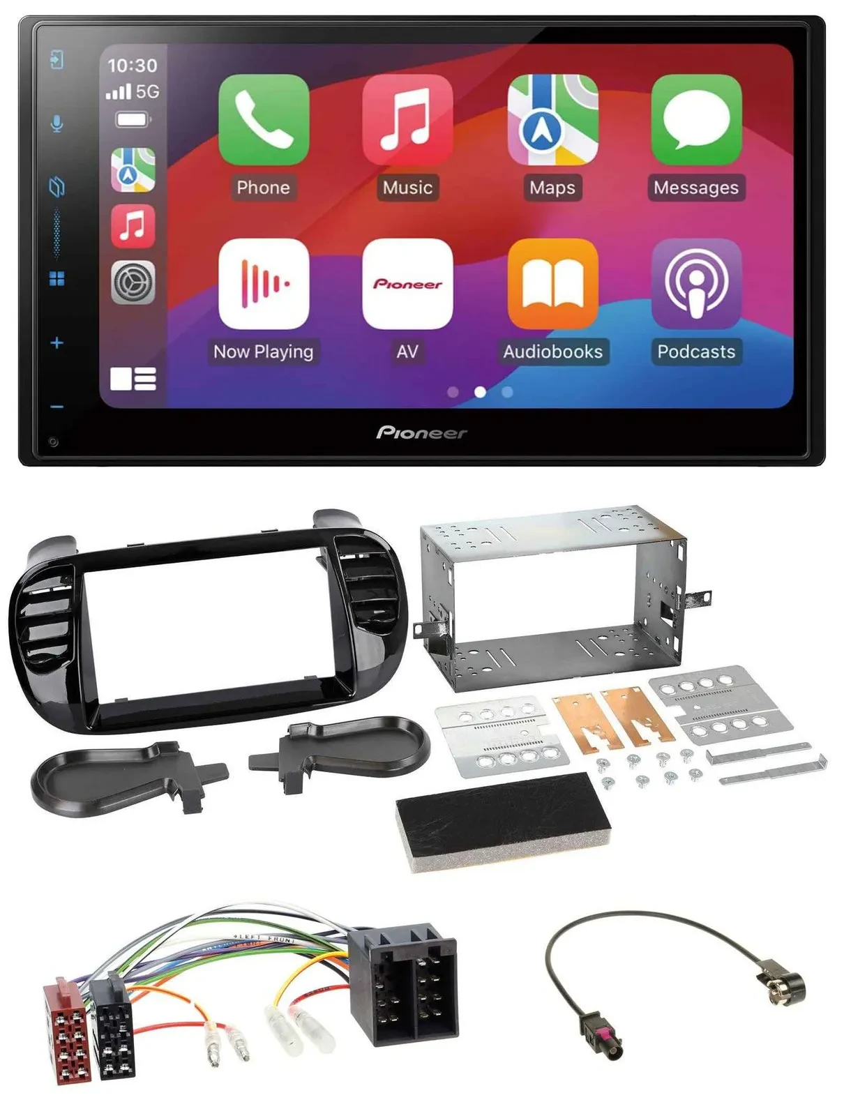 Pioneer DAB USB MP3 Bluetooth 2DIN Autoradio für Fiat 500 ab 12 ISO schwarz