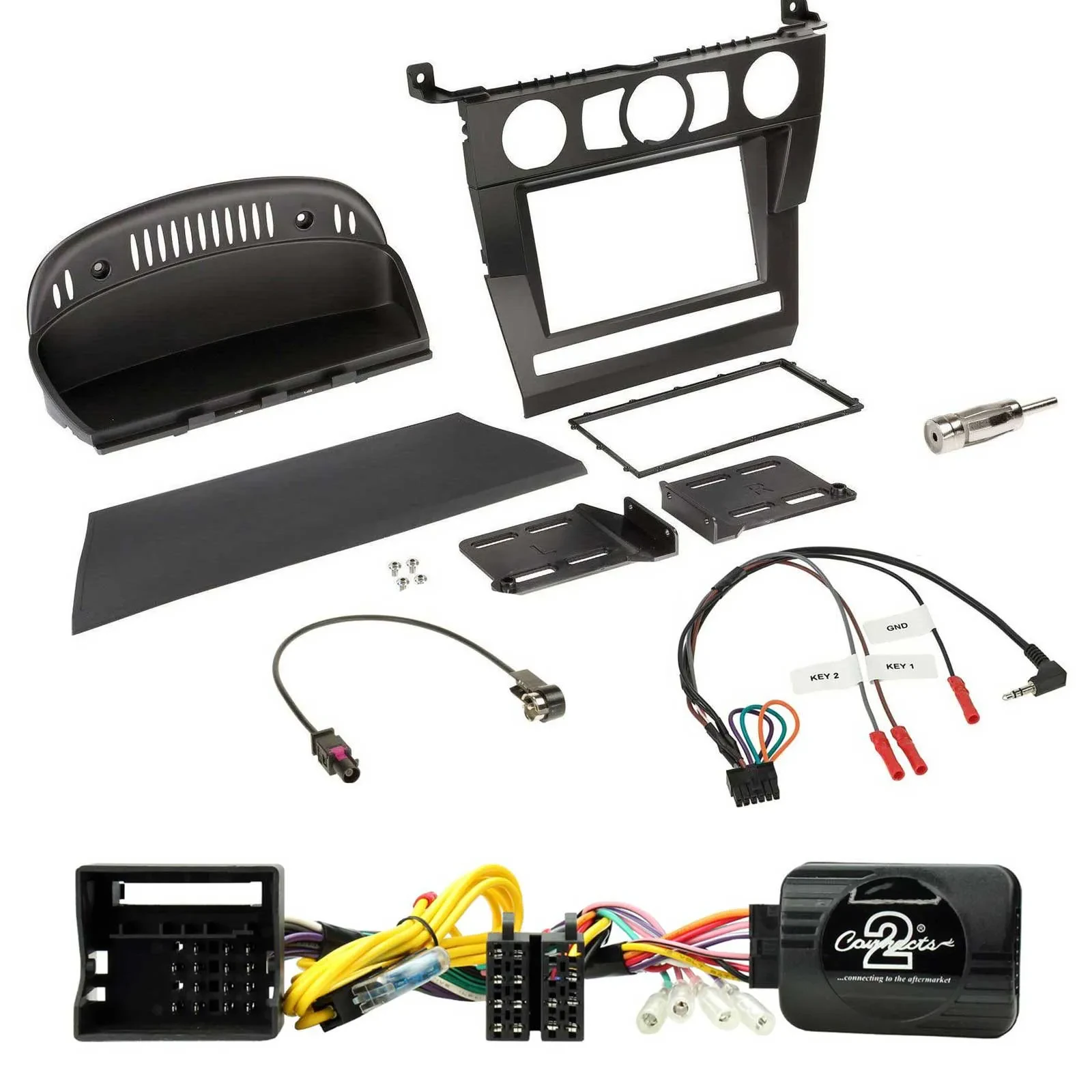 Radioset Lenkradadapter Doppel DIN Autoradio für BMW 5er E60 2004-2007