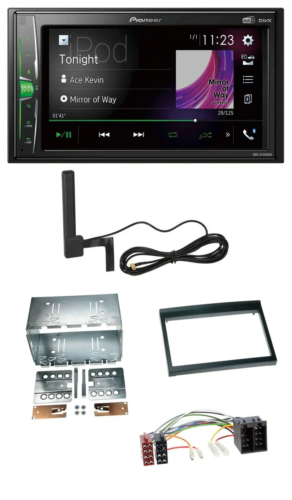Автомагнитола Pioneer 2DIN, Bluetooth, DAB, MP3, AUX для Porsche Boxster 1996–2004